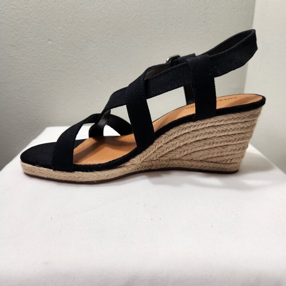 Lucky Brand Wedges Women Mytila Espadrille Wedge Sandals  Size 9.5 M Black 5 - Picture 3 of 11